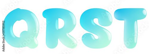 Candy glossy letter mint green Q, R, S, T