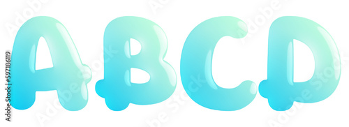 Candy glossy letter mint green A, B, C, D
