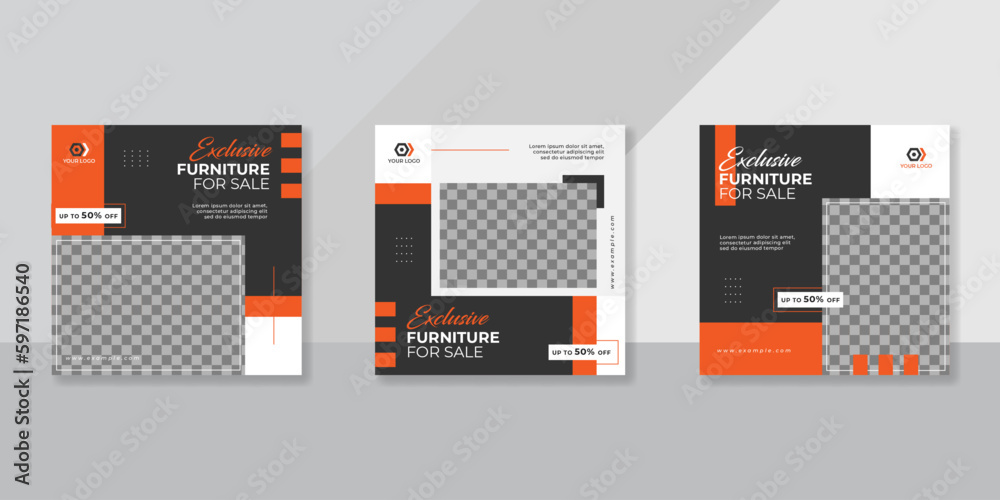 Modern Furniture social media post templates design Modern Furniture social media post templates design