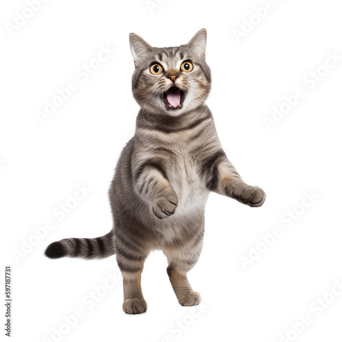 jump american shorthair cat on isolated white background