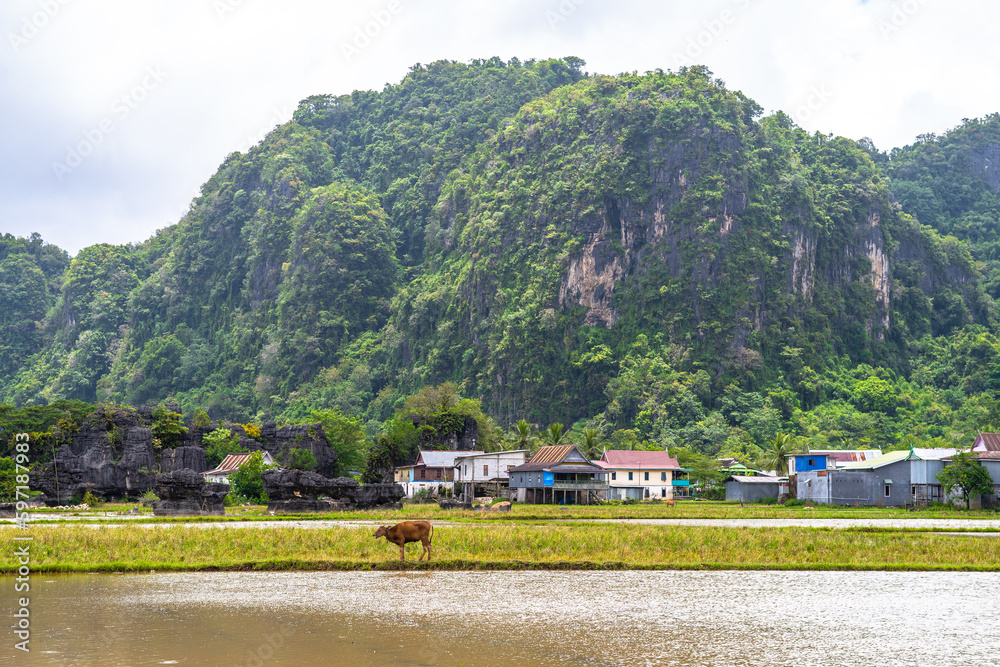Fototapeta premium beautiful town of ramang ramang in sulawesi, indonesia