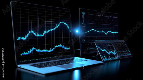 digital market charts on a laptop screen © Blackbird