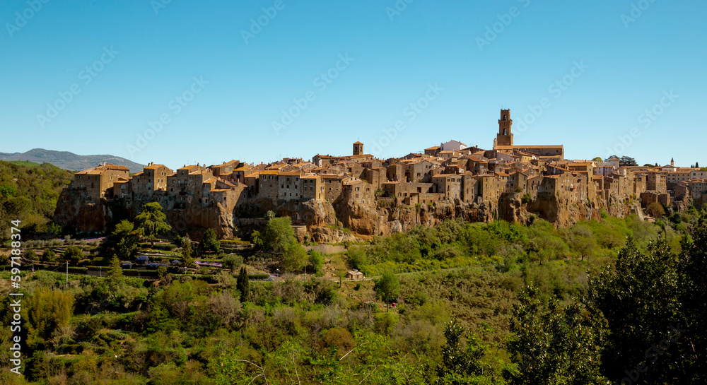 Panorama of Pitigliano town in Tuscany, Italy