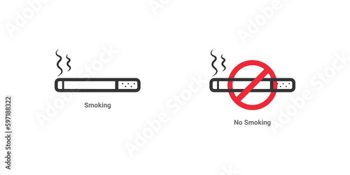 smoking and no smoking icon set.
