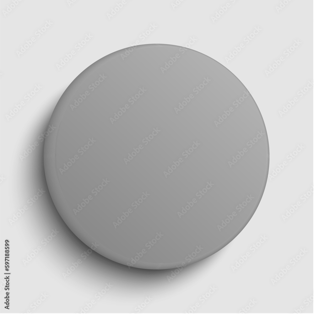 Badge button on background, glass grey circle Badge button on background, glass grey circle