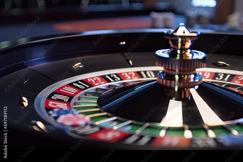 Obraz premium Casino roulette wheel. Close up. Ai generative