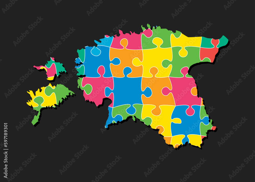 Creative map Estonia from color puzzle, jigsaw