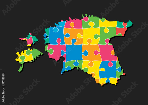 Creative map Estonia from color puzzle, jigsaw