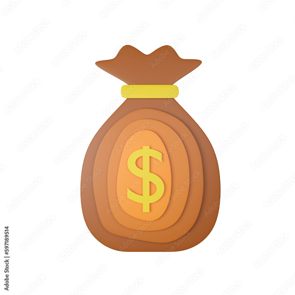 Paper cut-out money bag isolated. Paper cut-out money bag isolated.