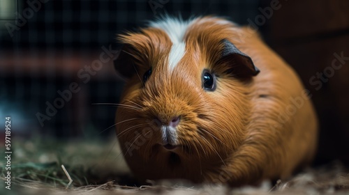 Furry and friendly guinea pig. AI generated
