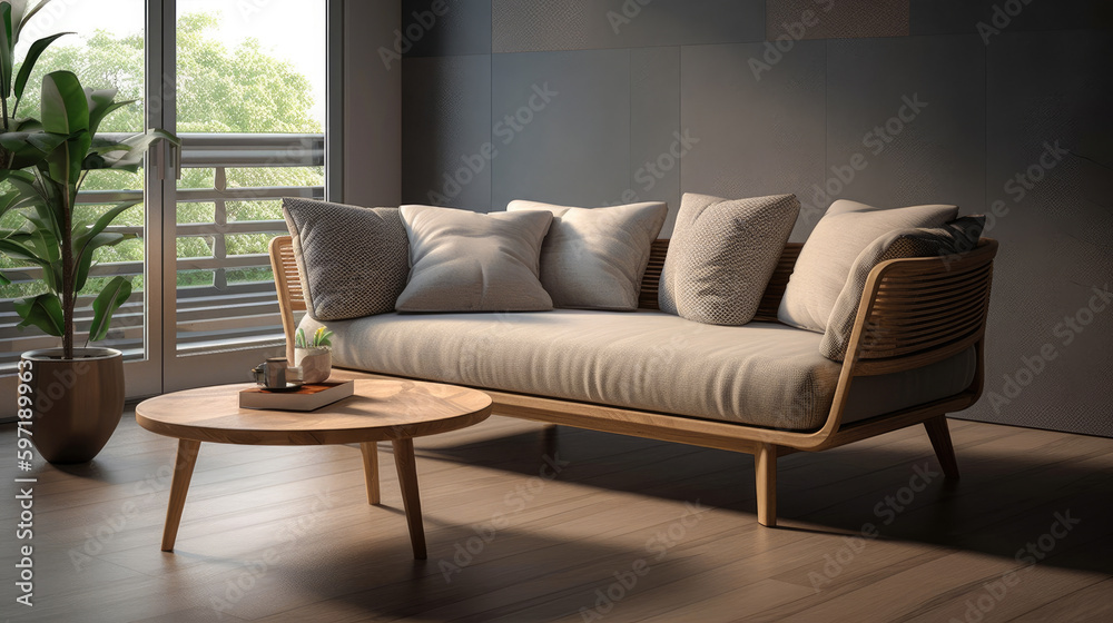 Sofa for interior architecture with Japan style, This sofa has a modern Japanese design