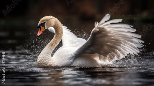 Majestic and graceful swan. AI generated