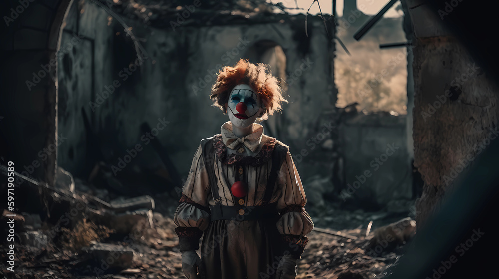 A clown in ruins: a place that once entertained people
Generative AI A clown in ruins: a place that once entertained people
Generative AI