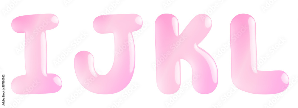 Candy glossy letters pink I, J, K, L Candy glossy letters pink I, J, K, L