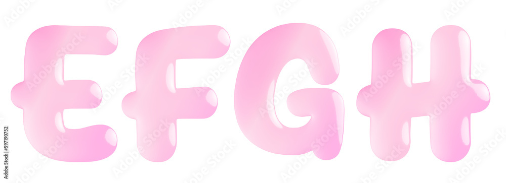 Candy glossy letter pink E, F, G, H Candy glossy letter pink E, F, G, H