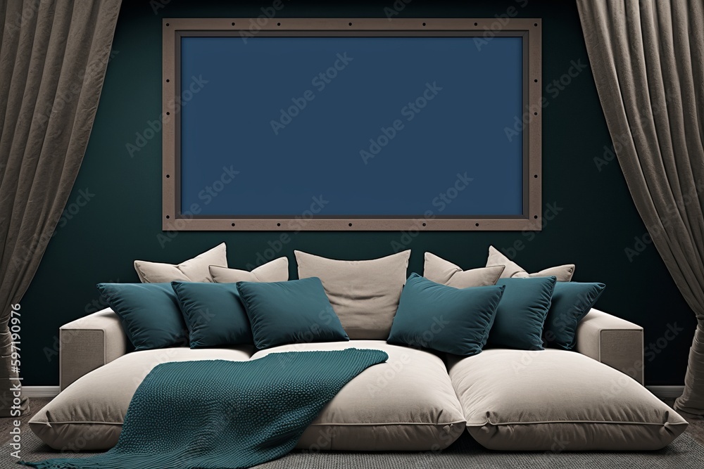Media Room - White and peacock blue Media Room - White and peacock blue