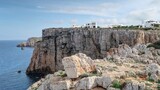 Espagne, sur l'île de Minorque, survol de la cala morell et de la pointe de l'éléphant	