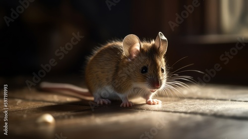 Small and skittish mouse. Ai generated