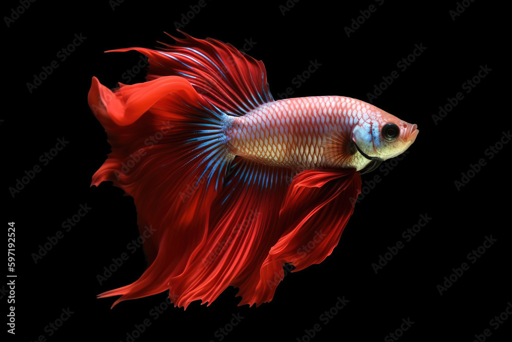 Image of betta fish with beautiful tail. Pet. Animal. Fish. Generative ai. Image of betta fish with beautiful tail. Pet. Animal. Fish. Generative ai.