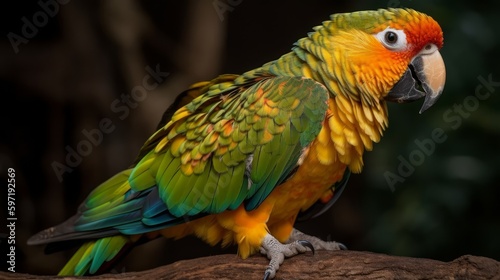 Wise and knowledgeable parrot. AI generated