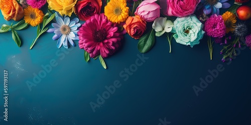 copy space mother day banner with colorful floral by ai generative © YuDwi Studio