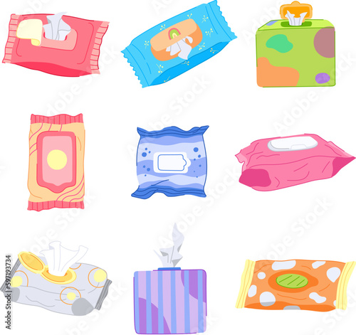 water wipes set cartoon vector illustration
