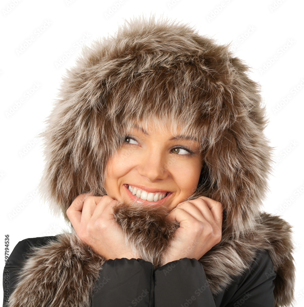 Pretty young woman in warm clothes isolated on white background Pretty young woman in warm clothes isolated on white background