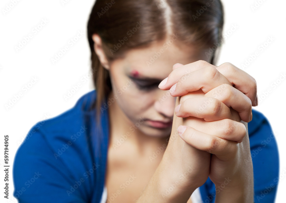 Concept violence in family with an unhappy depressed young woman Concept violence in family with an unhappy depressed young woman