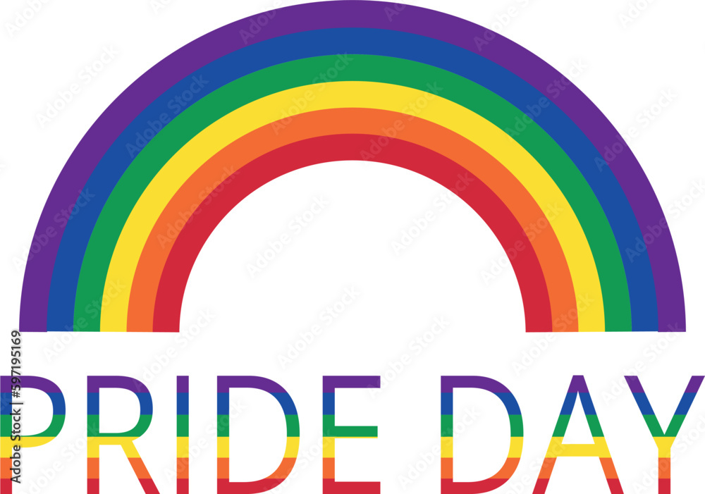 Icono del día del orgullo gay con la bandera en forma de arco iris. Vista de frente y de cerca. Vector - obrazy, fototapety, plakaty 
