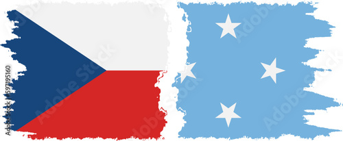 Federated States of Micronesia and Czech Republic grunge flags connection v