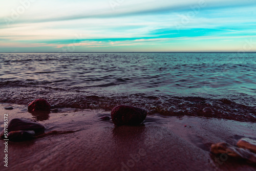 Fototapeta Naklejka Na Ścianę i Meble -  plaża nad Bałtykiem o zachodzie słońca