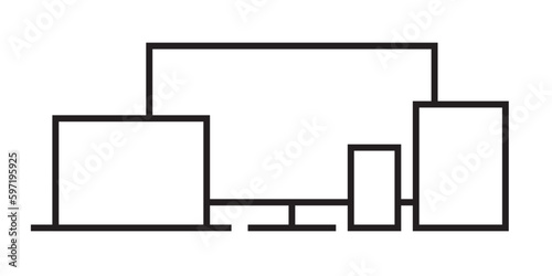 Icon with the devices for the app. Computer, tablet, television and mobile. Online icon, editable and modifiable.