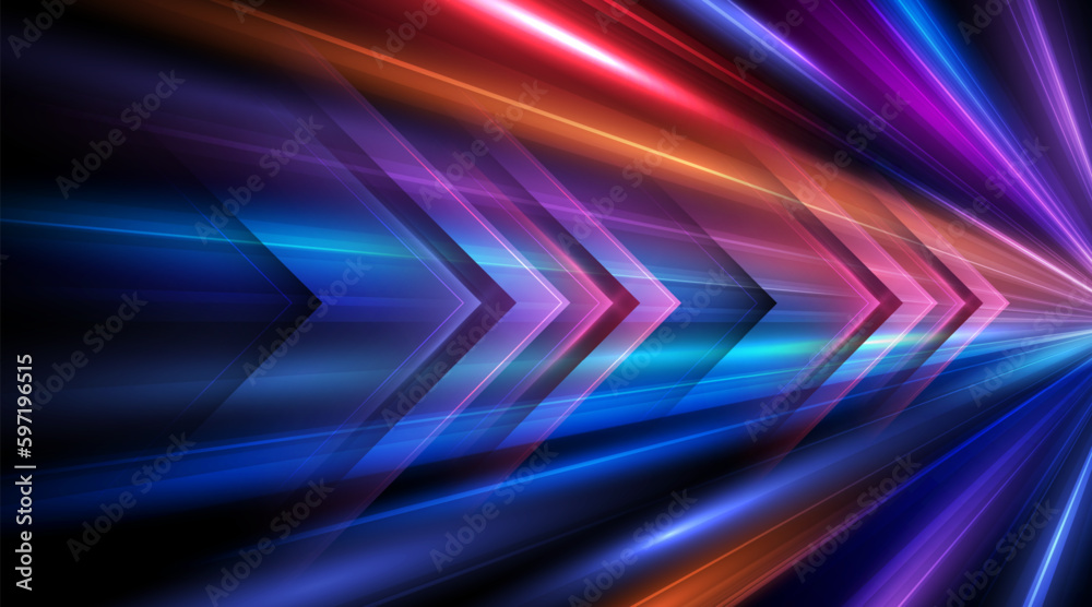 Modern abstract high-speed arrows light effect movement. Technology futuristic dynamic motion for banner or poster design. Vector EPS10.