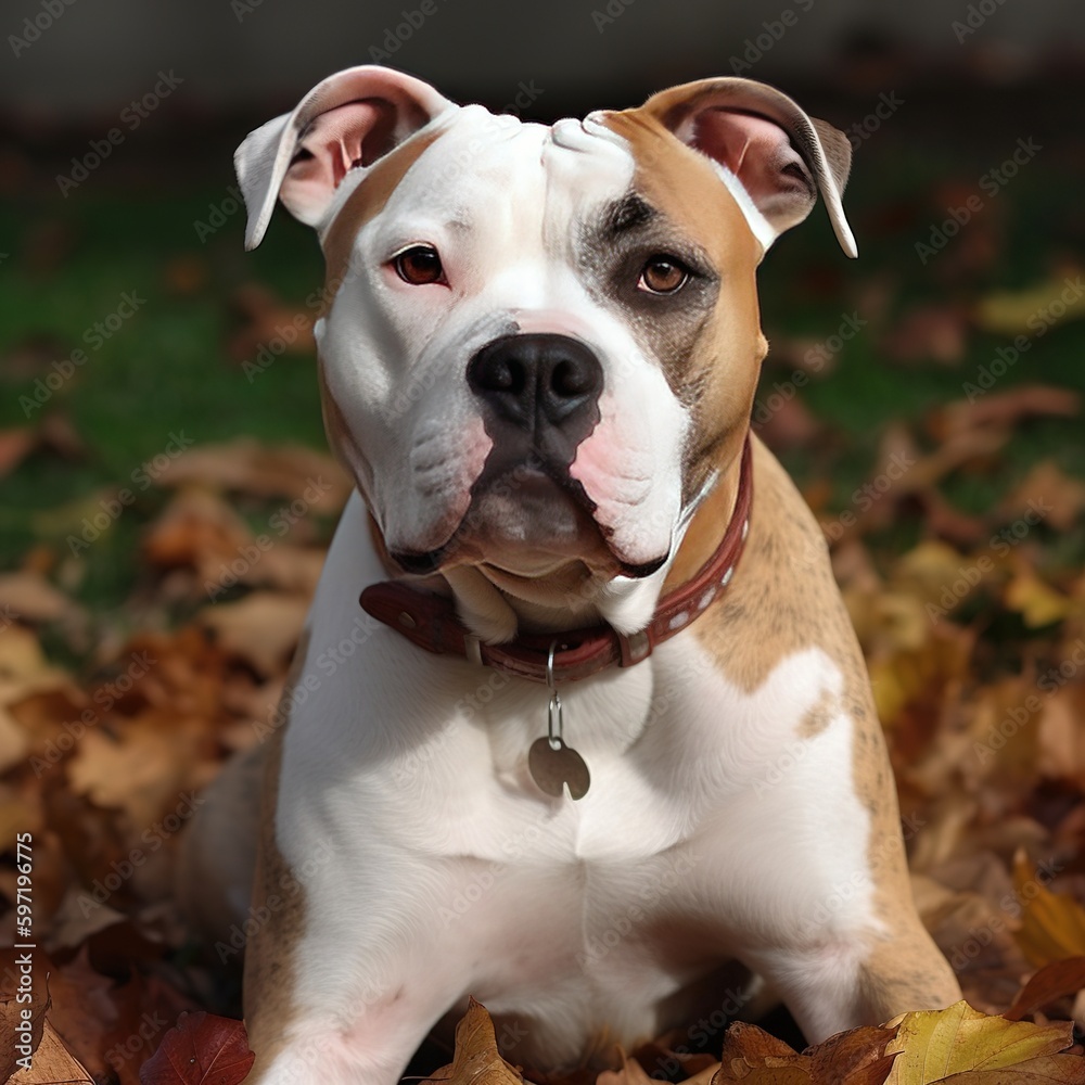 dog in the park in autumn. Generative AI dog in the park in autumn. Generative AI