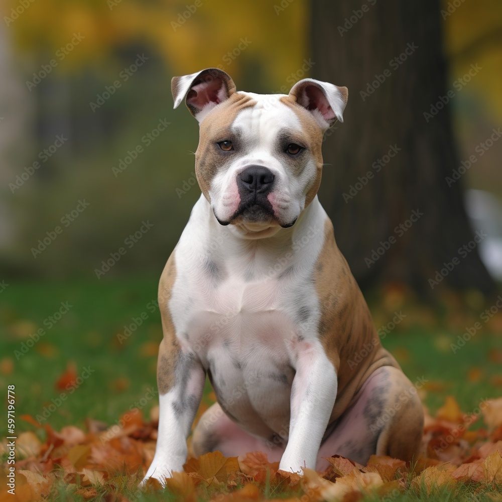 dog in the park in autumn. Generative AI