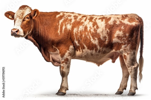 Simmental cow on white background photo