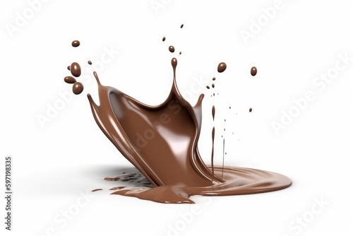 Fototapeta chocolate milk splash 3d on a white background generative AI
