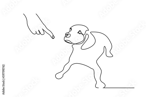person warning dog animal pee wrong discipline pointing line art