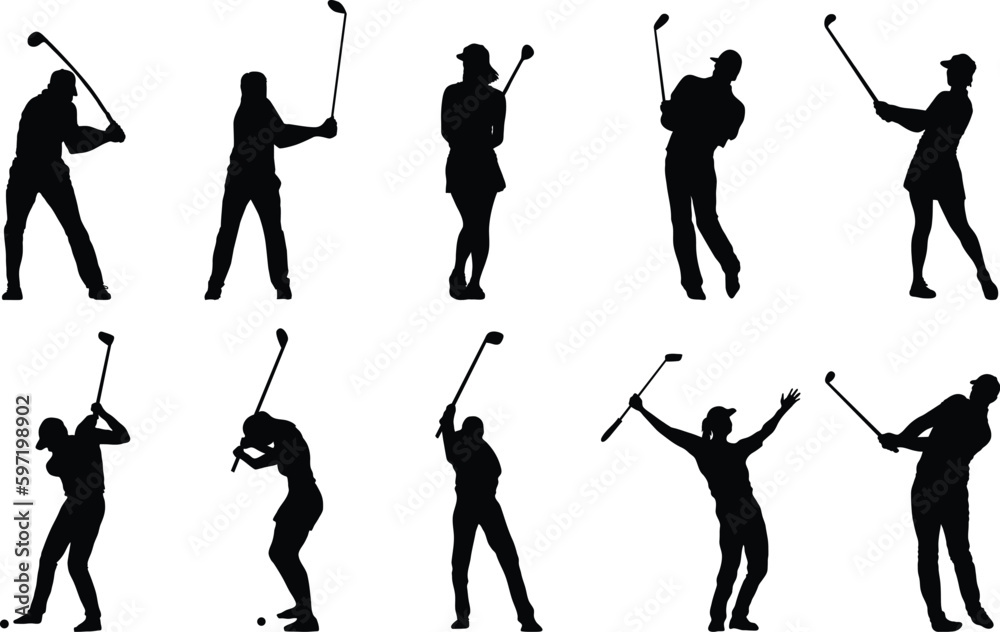 Obraz premium silhouette of a Golf swings collection with silhouette