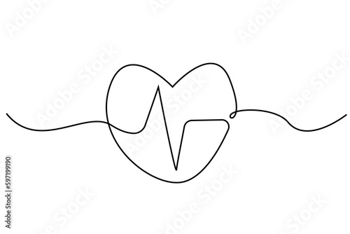 heart love rhythm health one single line minimalist art