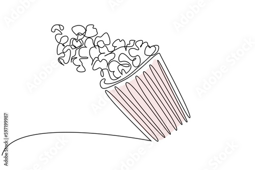 popcorn big overflow fall cinema movie lifestyle line art