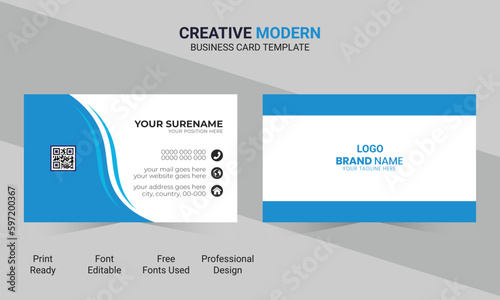 blue business card. modern and creative business card design template