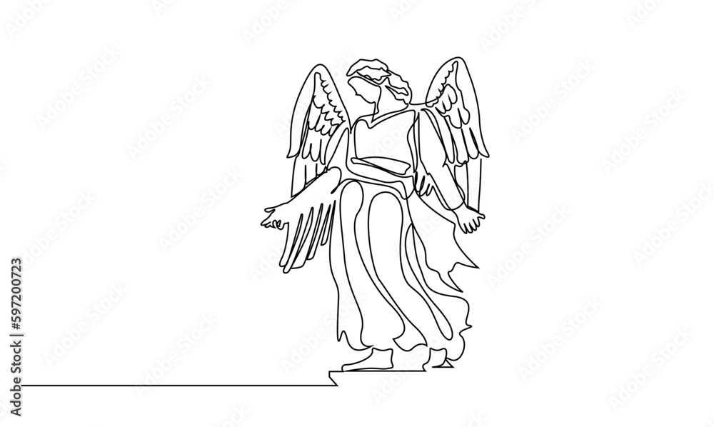 holy angel greek statue sculpture line art