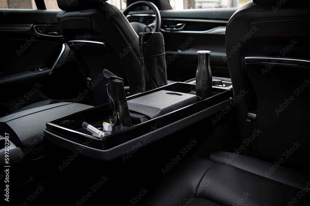 a sleek new car with a variety of accessories, including a phone charger and cup holder, created with generative ai a sleek new car with a variety of accessories, including a phone charger and cup holder, created with generative ai