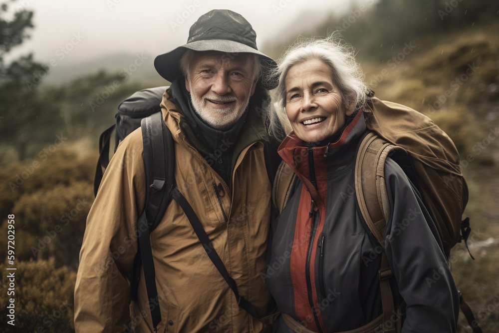 Senior Hikers Exploring Nature 