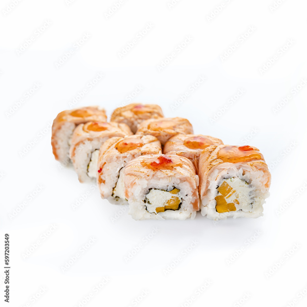 delicious sushi from the chef on a white background
delicious sushi from the chef on a white background