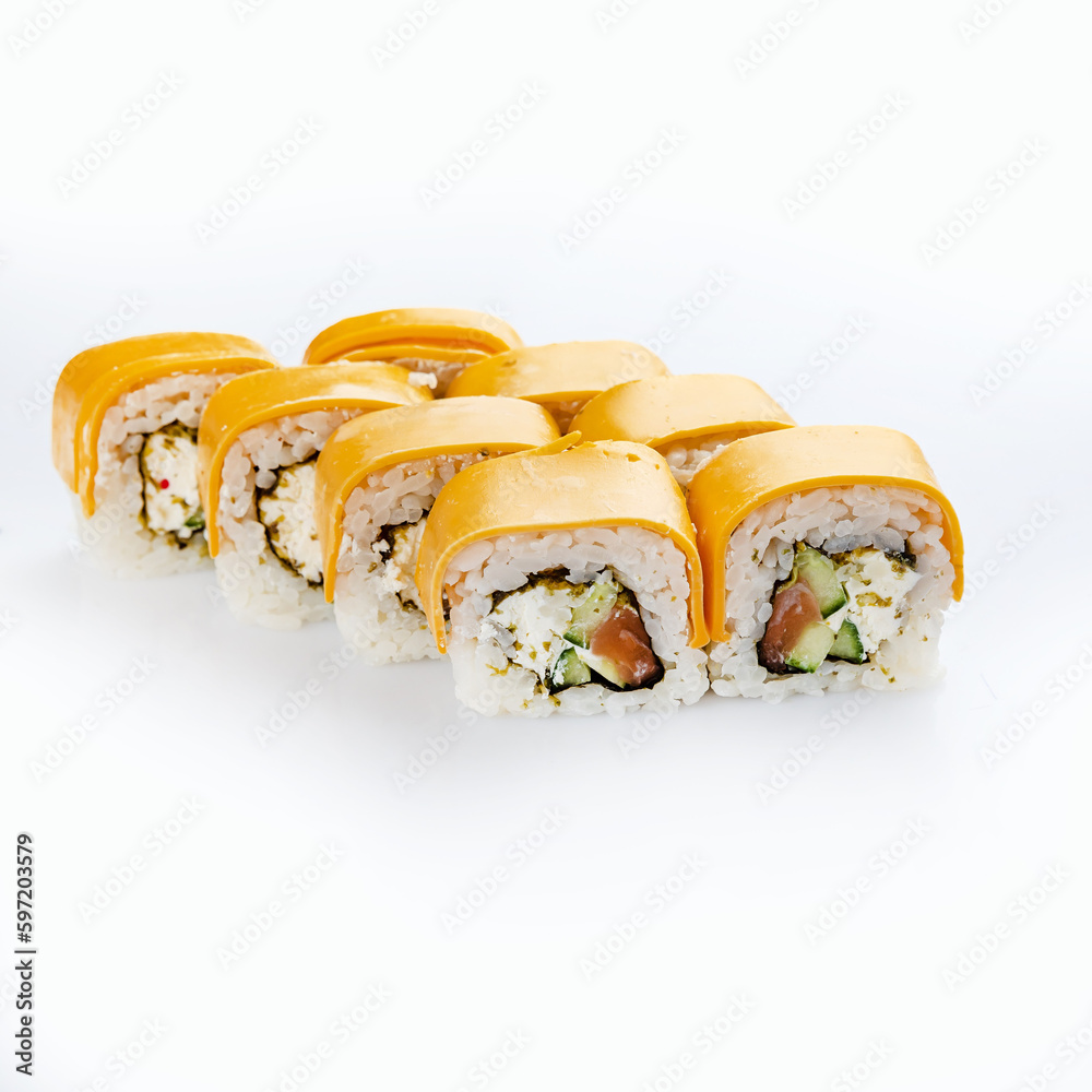 delicious sushi from the chef on a white background
delicious sushi from the chef on a white background