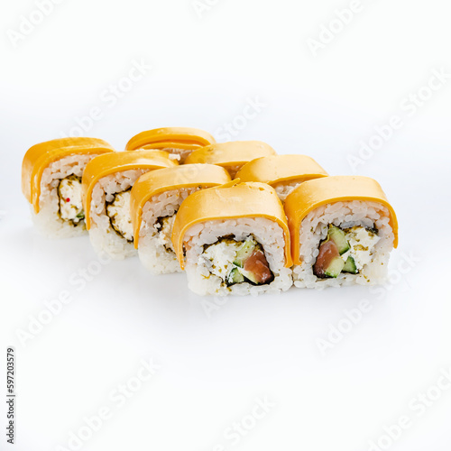 delicious sushi from the chef on a white background 