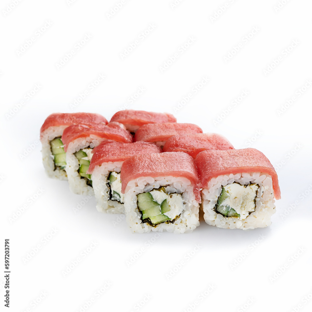 delicious sushi from the chef on a white background
delicious sushi from the chef on a white background