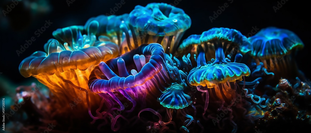 Obraz premium jellyfish in dark sea